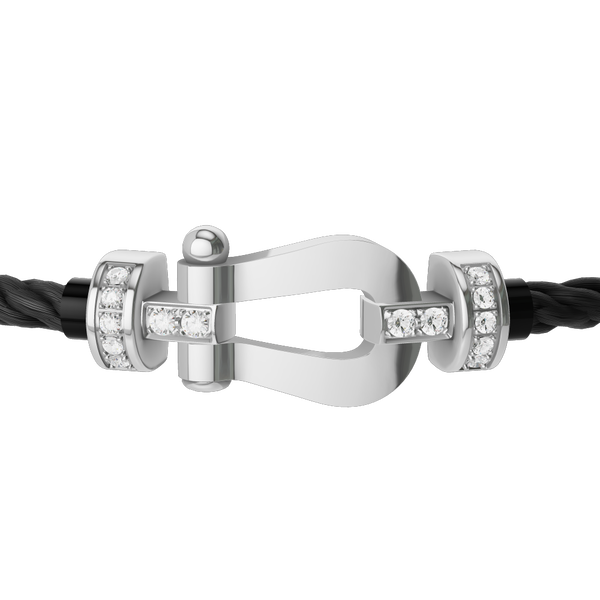 Force 10 Medium White Gold and Diamond Pav&eacute; Cable Bracelet